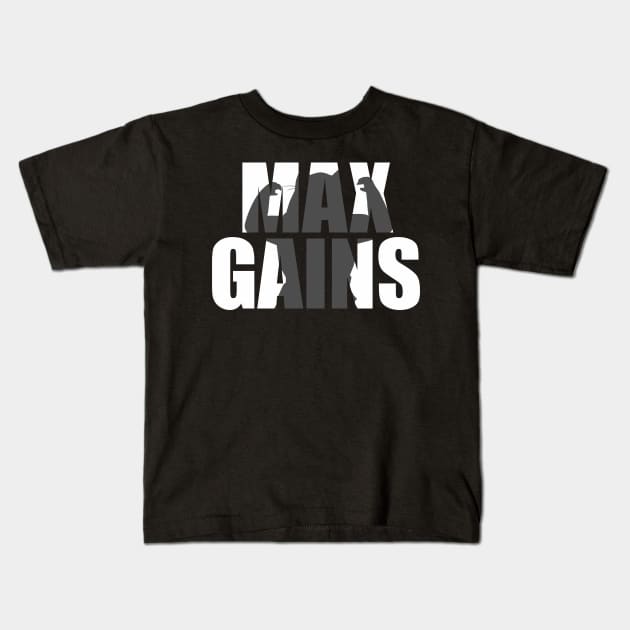 Max Gains Kids T-Shirt by thegameme